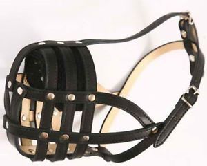 Double Leather Basket Soft Travel Dog Muzzle Adjustable