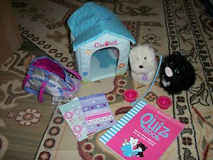 Estate Genuine American Girl Doll Accessories Cat Dog House Carry Bag Book