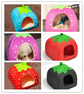 Soft Strawberry Pet Dog Cat Bed House Kennel Doggy Warm Cushion Basket 4 Color
