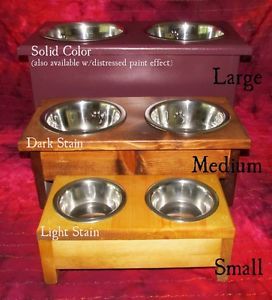 Handcrafted Wood Raised Elevated Dog Feeder Dish Bowl Stand Large Colors