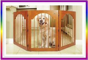 New Pet Dog Dogs Free Standing Expandable Gate Door Fence All Wood Cherry Finish