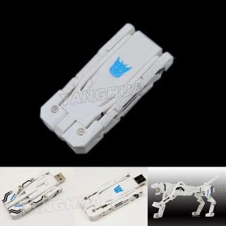 Hot Sell Transformer Robot Dog White USB 2 0 Flash Pen 64GB Memory Drive