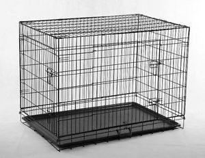 New Black 36" Pet Folding Suitcase Dog Cat Crate Cage Kennel Pen w ABS Tray LC