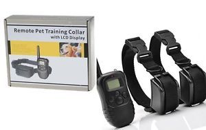 Remote Anti Bark Shock Pet Dog Training Collar 2 Dogs 300M with LCD Display