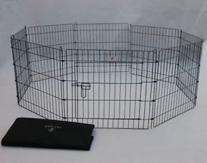 New Preconnected 30" Black Pet Dog Cat Play Exercise Pen Fence w Case 4B