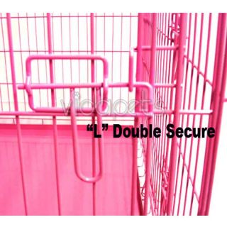 48" 3 Door Pink Folding Dog Crate Cage Kennel Three 2