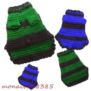 Blue Green s M L Hand Crochet Thick Dog Sweater Dress Dog Clothes Pet Supplies