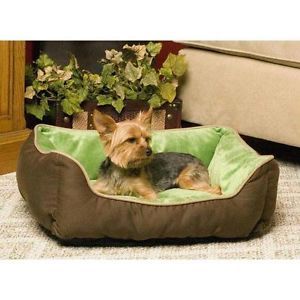 K H Pet Products Lounge Sleeper Self Warming Dog Bed Mocha and Green 16" x 20" X