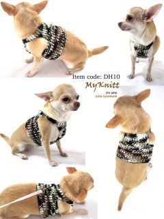 Dog Harnesses Pet Harness Cat Puppy Sweater Black White Crochet DH10 Myknitt