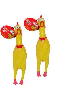 Lot of 2 Vinyl 10" Screaming Chicken Dog Toy with Squeaker