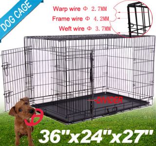 Folding Double 2 Door 36" Dog Cage Crate Pet Crate w DIVID Coop House Black