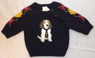 New Boys Gymboree Barkside Academy Argyle Dog Sweater Size 3 6 Months