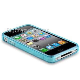 New TPU Gel Case Cover for Apple iPhone 4 4G w Circle Design Snap on Case Blue