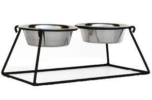 Classic Pyramid Double Diner Raised Elevated Dog Pet Food Dish Water Bowl Set