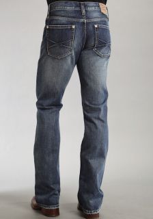 Stetson Mens Jeans Blue Denim 100 Cotton Dark Wash x Deco Pkt Bootcut 4010