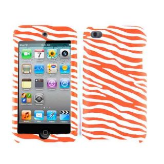 For Apple iPod Touch 4 4th Gen Hard Cover Red White Zebra Print Faceplate Case