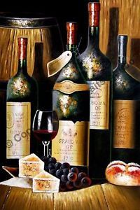 Still Life Old Wine Bottles Original Oil Art Painting