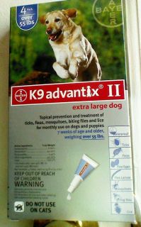 K9 Advantix II Flea Treatment for Extra Large Dogs Over 55 lbs 4 Pack
