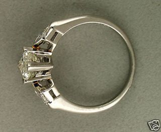 Unique Estate Art Deco Fancy Kite Shape Step Custom Cut Platinum 3 Diamond Ring
