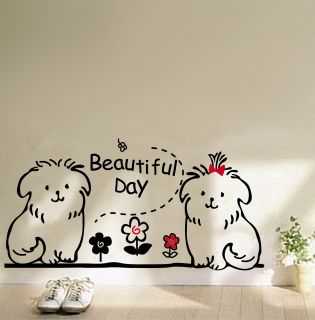 PVC Black Animal Dog Beautiful Day Removable Mural Art Decal Wall Sticker