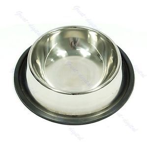 Stainless Pet Dog Cat Food Water Bowl Dish Non Skid New