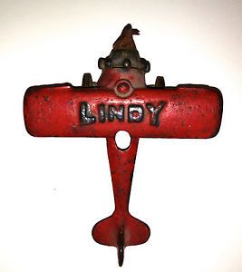 Vintage 1930's Arcade Cast Iron Lindy Toy Airplane