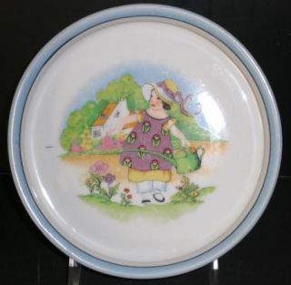 Old Cottage Garden Girl Long Spout Watering Can Porcelain Baby Plate Food Dish