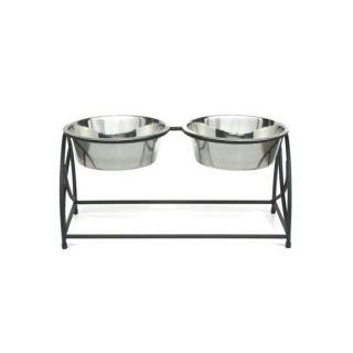 Petsstop Butterfly Double Elevated Stainless Steel Bowls Pet Dog Feeder Large