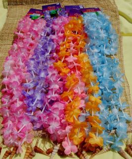 24 Leis Hawaiian Tropical Floral Flower Silk Luau Beach Wedding Pool Party