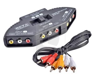 3 Way 3 in 1 Out Audio Video AV RCA Switch Selector Box Splitter AV Cable