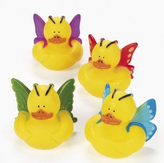12 Butterfly Rubber Ducks Fantasy Themed Cake Toppers Girl's Party Favors Fairy