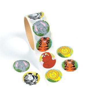 100 Zoo Animal Stickers Zebra Tiger Lion Safari Party Favors School Crafts