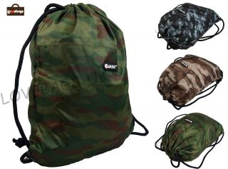 Lightweight Hi Tec Drawstring Camo Army Backpack Bag Sports Travel PE Pumps Bag