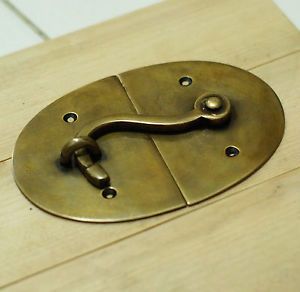 5 78" inches Big Round Vintage Latch Hook Slot Antique Brass Safe Gate Door Lock