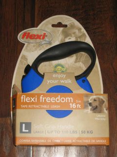 Flexi Freedom Tape Retractable Dog Leash 16ft Long Large 110 lbs Blue New