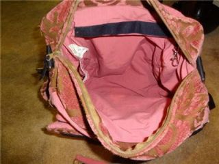 Petunia Pickle Bottom Pink Brown Chenille Boxy Diaper Baby Bag 12" x 13" x 5"