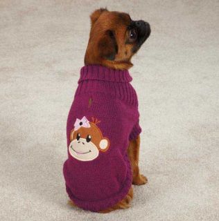 Monkey Business Dog Sweater Pet Winter Warm Green Raspberry Sweaters Pet