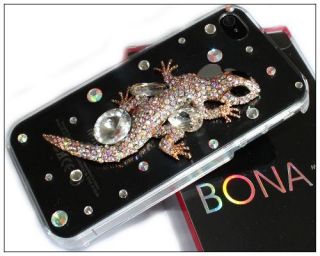 Luxury Gecko Bling 3D Rhinestone Clear Crystal Hard Back Case F iPhone 4S 4