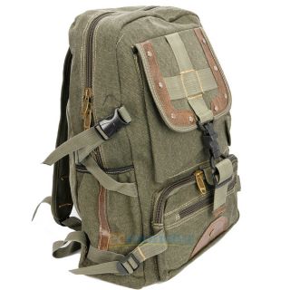 Men Women Canvas Backpack Rucksack Shoulders Bookbag Travel Bags Army Green 038