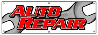 72" Auto Repair Banner Sign Car Shop Mechanic Tools
