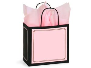 "Pink Black" Gift Bags Shopping Bags 250 Junior 8x5x8"