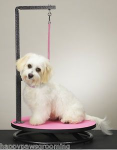Master Equipment Round Rotating Small Dog Cat Grooming Table Arm Clamp Loop Pink