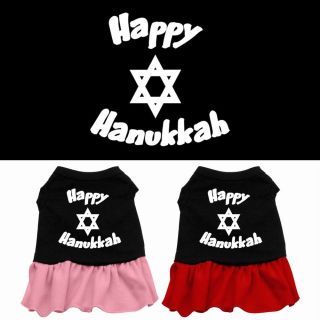 Happy Hanukka Jewish Dog Dress Pet Puppy Princess Clothes Apparel Skirt Shirt
