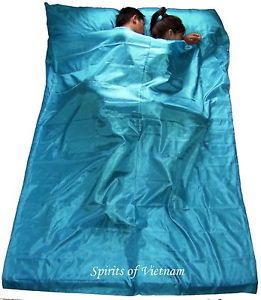 Double Aqua Blue Silk Liner Sleeping Bag Inner Sheet