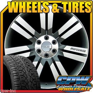 New 24" inch Wheels Rims and Tires GMC Yukon Sierra Denali Gunmetal Machined Fac