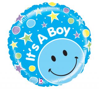 18" It's A Boy Smiley Face Mylar Balloon Baby Shower