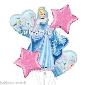Disney Cinderella Balloons Bouquet Pink Blue Princess Birthday Party Supplies