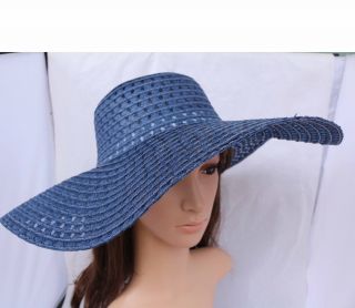 Blue Chic Womens Ladies Wide Large Brim Summer Beach Straw Hat