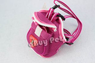 Mini Meshed Hiking Backpack Pet Harness Leash Pink Lead for Dog Puppy Cat Doggy