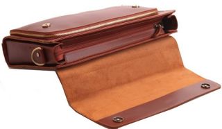 Mens Luxury Thick Leather Messenger Briefcases 13 1" Laptop Bags Business Cases